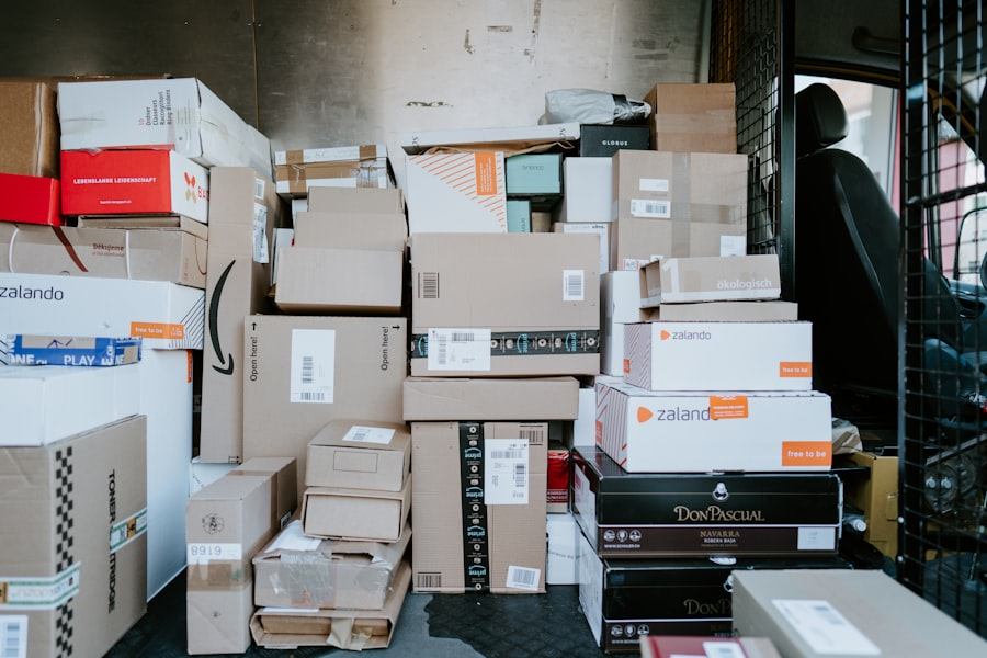 Boxes loaded inside a moving vehicle